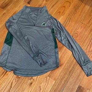 Spartans Gray Quarter-zip top (medium)